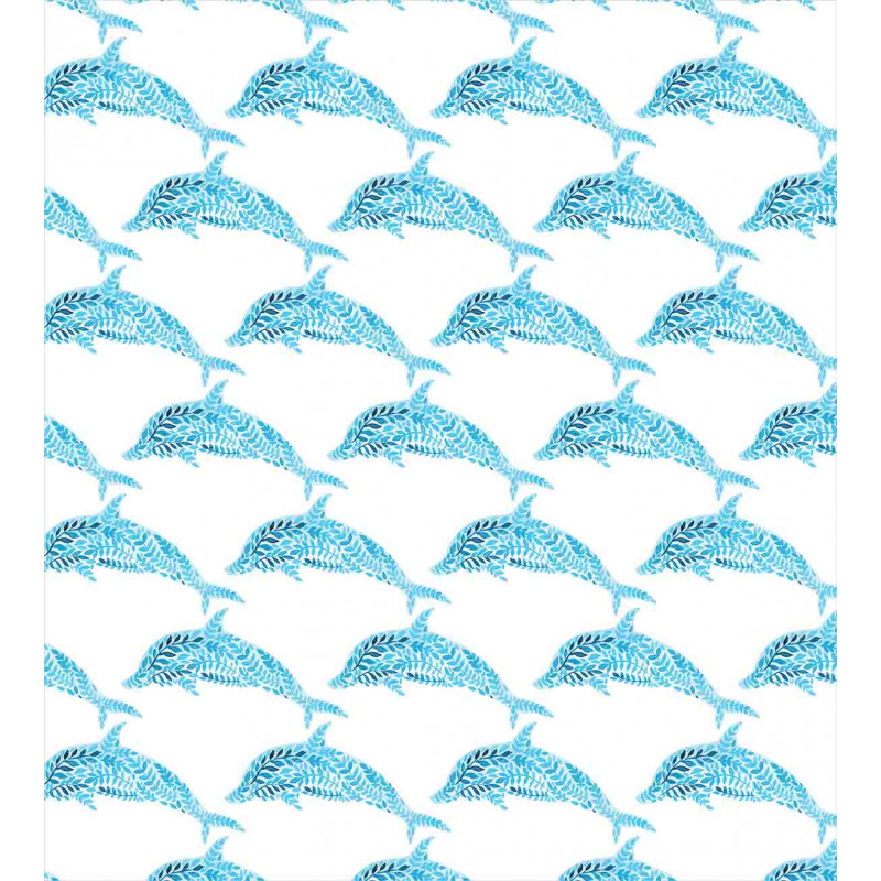 Aqua Dolphins Leaves Duvet Cover Set