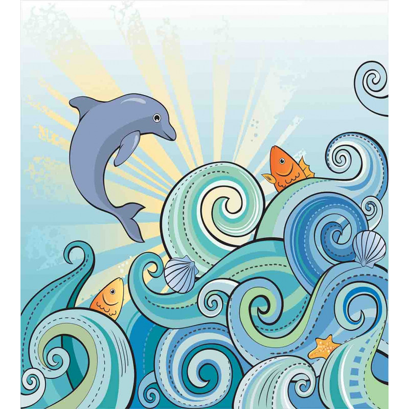 Cartoon Dolphin Ocean Duvet Cover Set