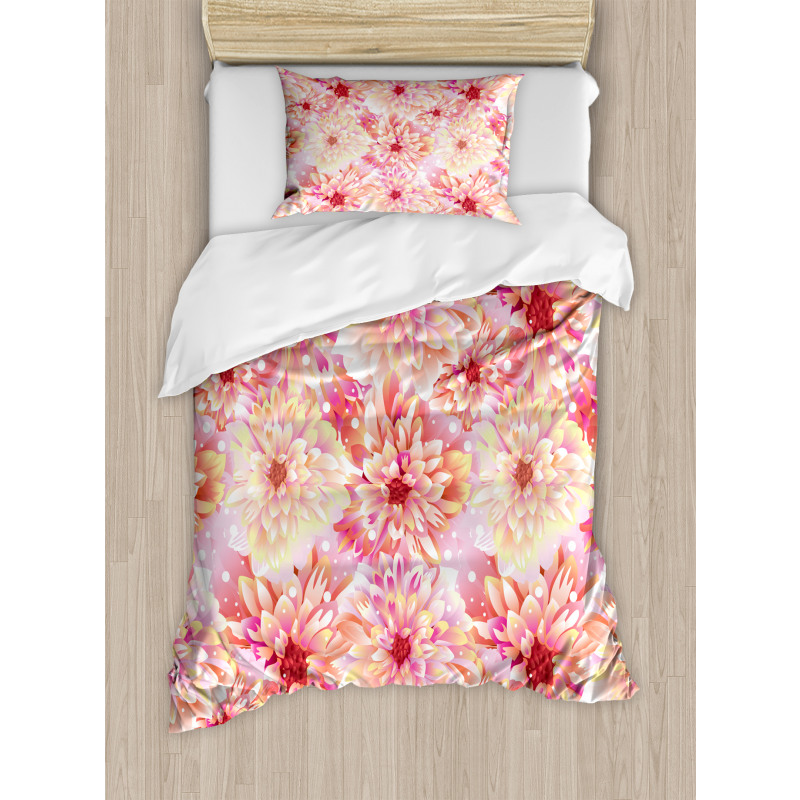 Dahlias Floral Duvet Cover Set