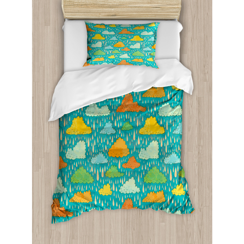 Puffy Clouds Funk Art Duvet Cover Set