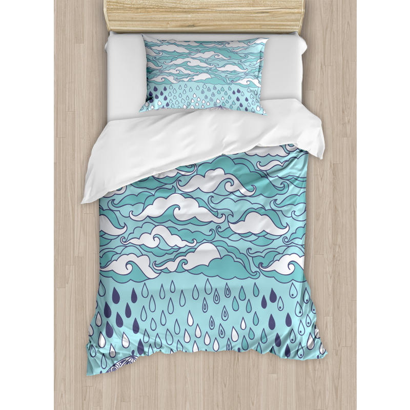 Rain and Umbrellas Fall Duvet Cover Set