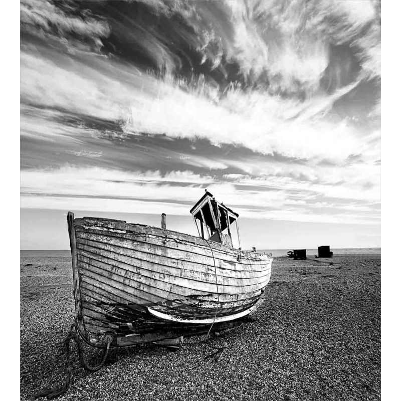 Wooden Boat on Beach Dusk Duvet Cover Set