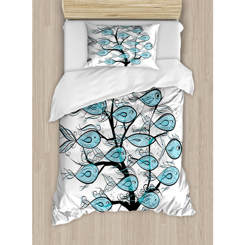 Sea Animals on Tree Theme Duvet Cover Set