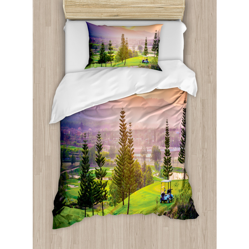 Golf Spring Sunset Duvet Cover Set