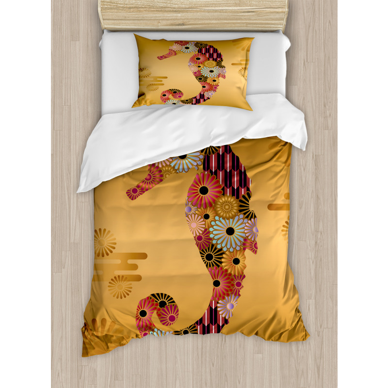 Seahorse Ornate Floral Duvet Cover Set