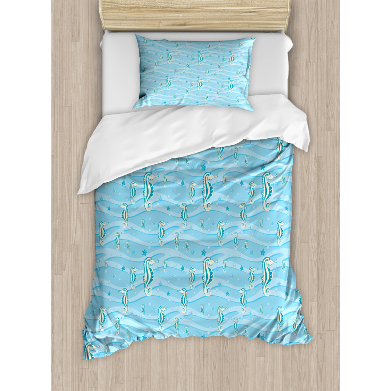 Cartoon Seahorses Nursery Duvet Cover Set