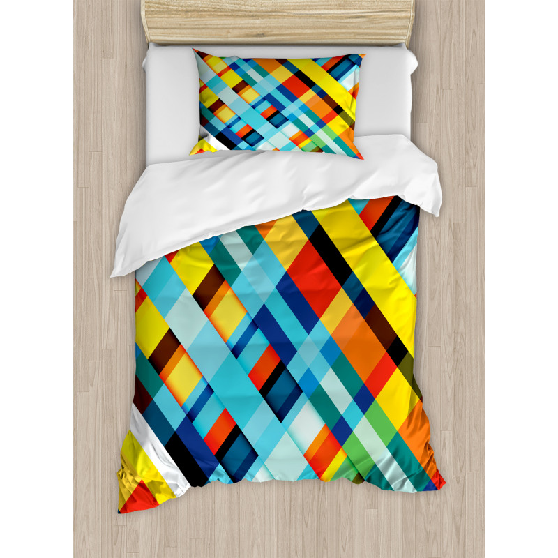 Vivid Retro Lines Duvet Cover Set