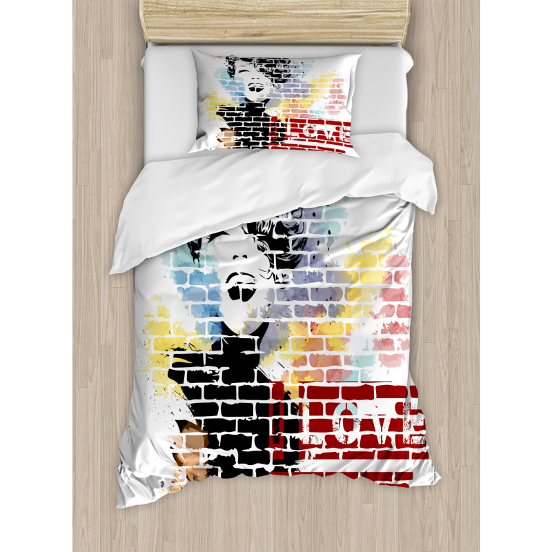 Fashion Girl Graffiti Duvet Cover Set