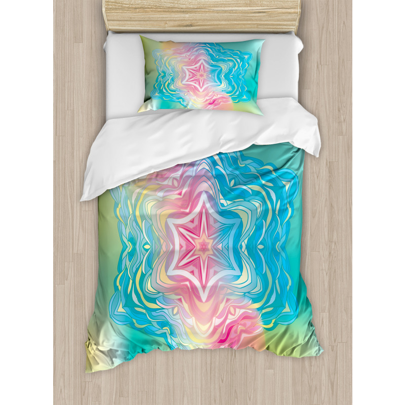Flower Mandala Rainbow Duvet Cover Set