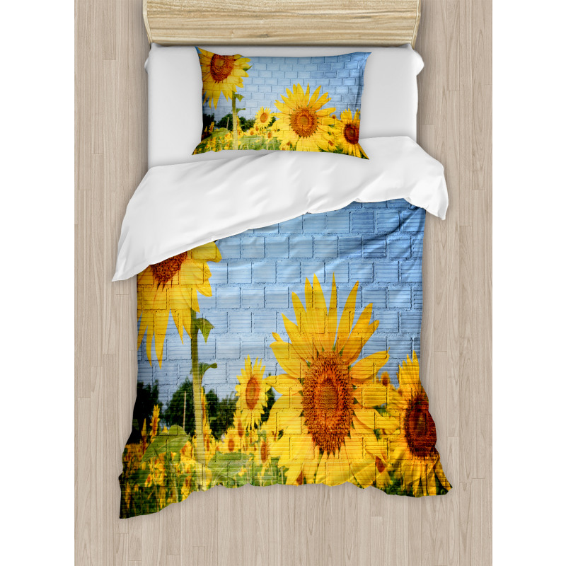 Sunflowers on the Wall Duvet Cover Set