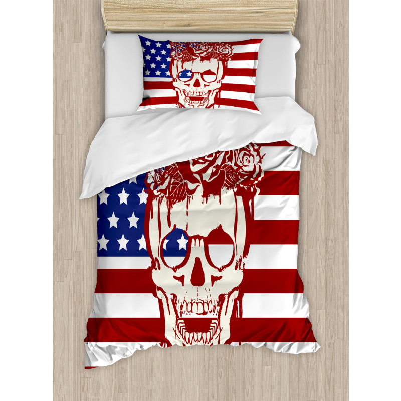 Skull Flowers Duvet Cover Set