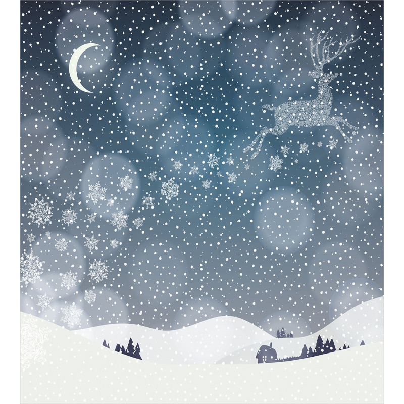 Snowy Landscape at Night Duvet Cover Set