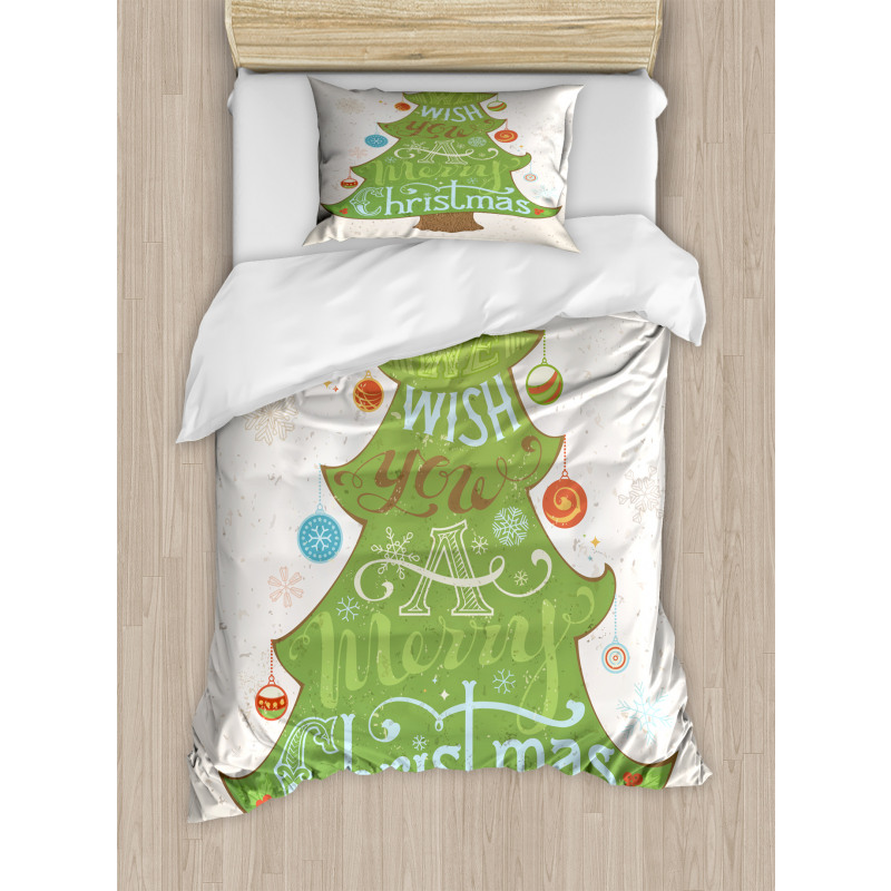 Merry Wish on Pine Tree Duvet Cover Set