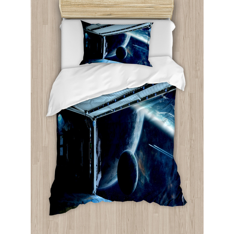 Moon Planet Scene Duvet Cover Set