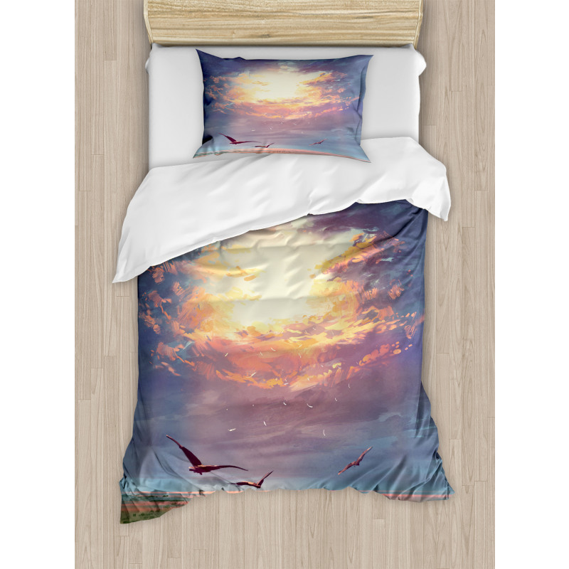 Beaming Sun Clouds Duvet Cover Set