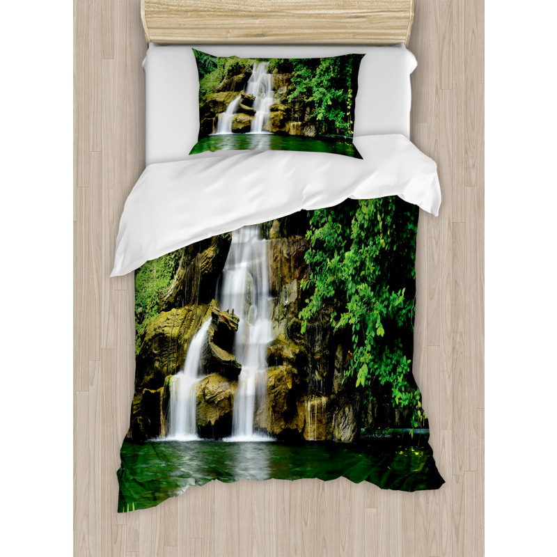 Lake Garden Waterfall Duvet Cover Set