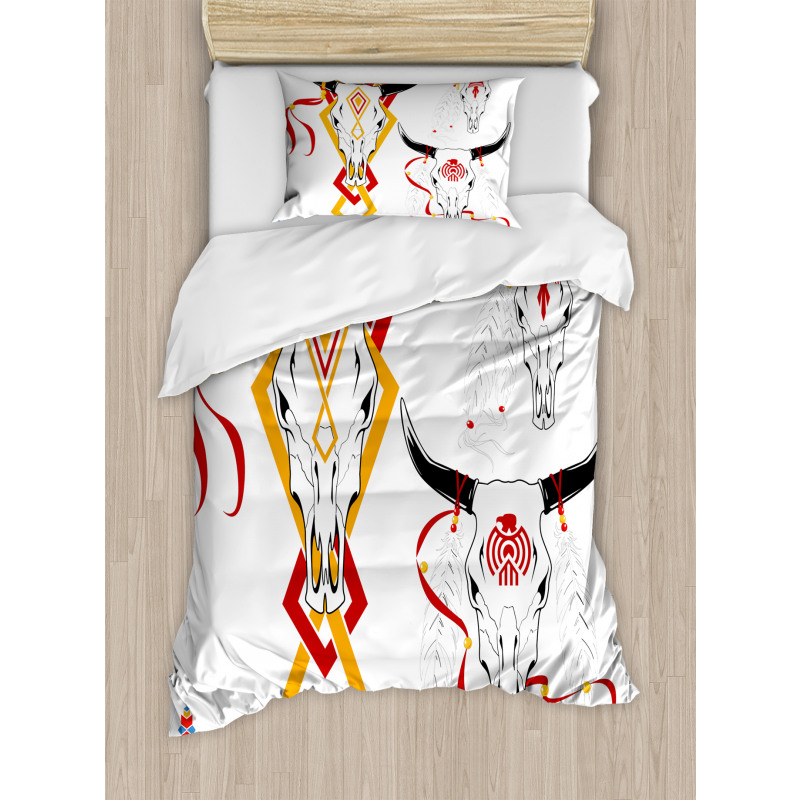 Bulls Head with Feather Duvet Cover Set