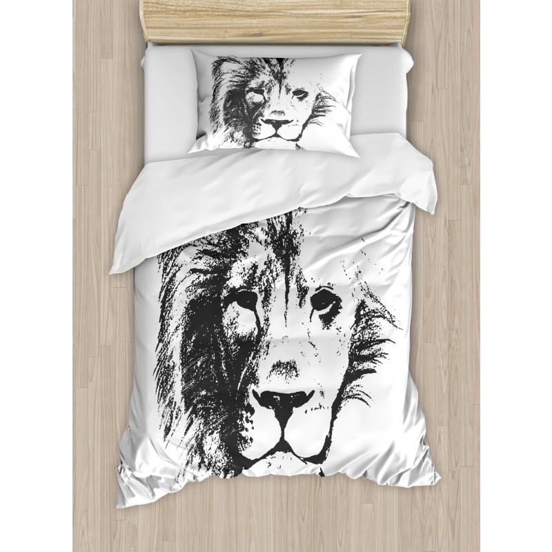 Sketchy Jungle Lion Duvet Cover Set