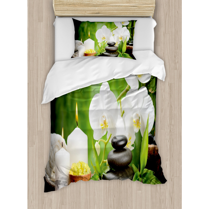 Stones and Orchids Duvet Cover Set