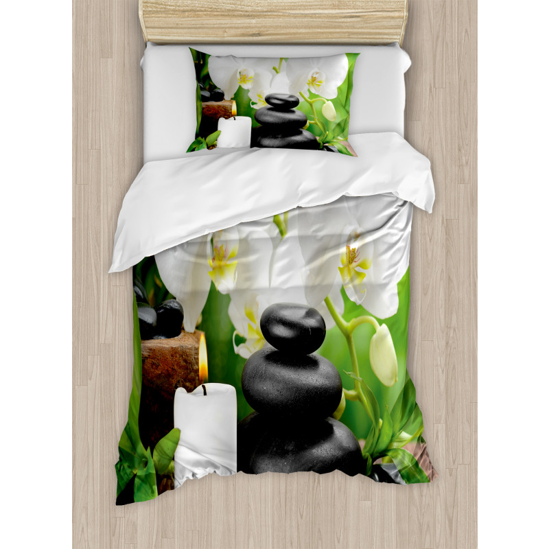 Orchids Stones Nature Duvet Cover Set