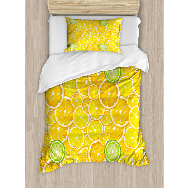 Lemon Orange Circles Duvet Cover Set