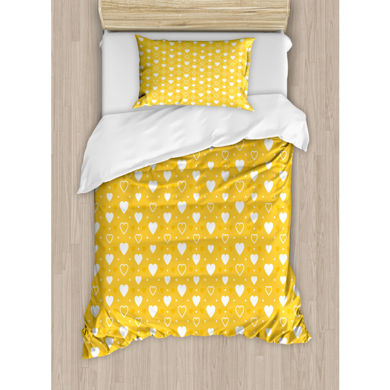 Heart Shapes and Dots Duvet Cover Set