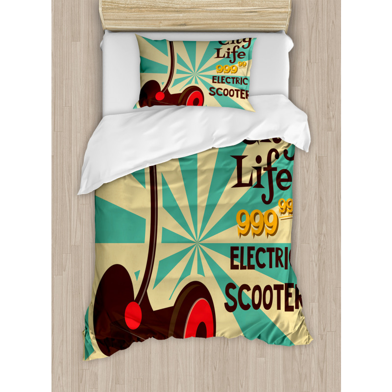 Pop Art Scooter Retro Duvet Cover Set