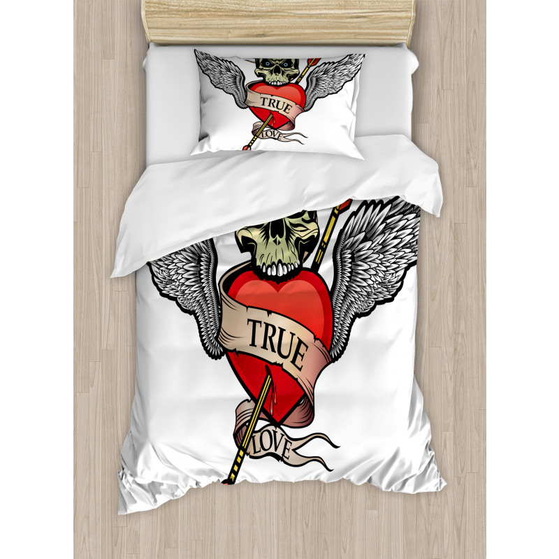 Angel Wings Skull Love Duvet Cover Set