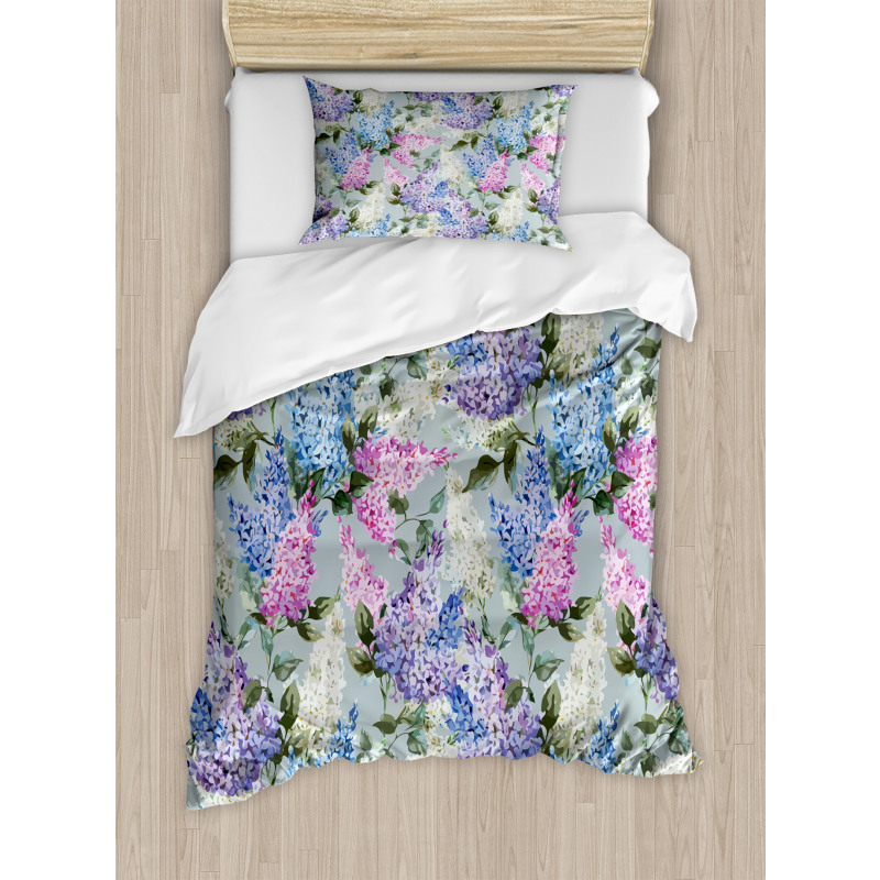 Floral Garden and Leaf Duvet Cover Set