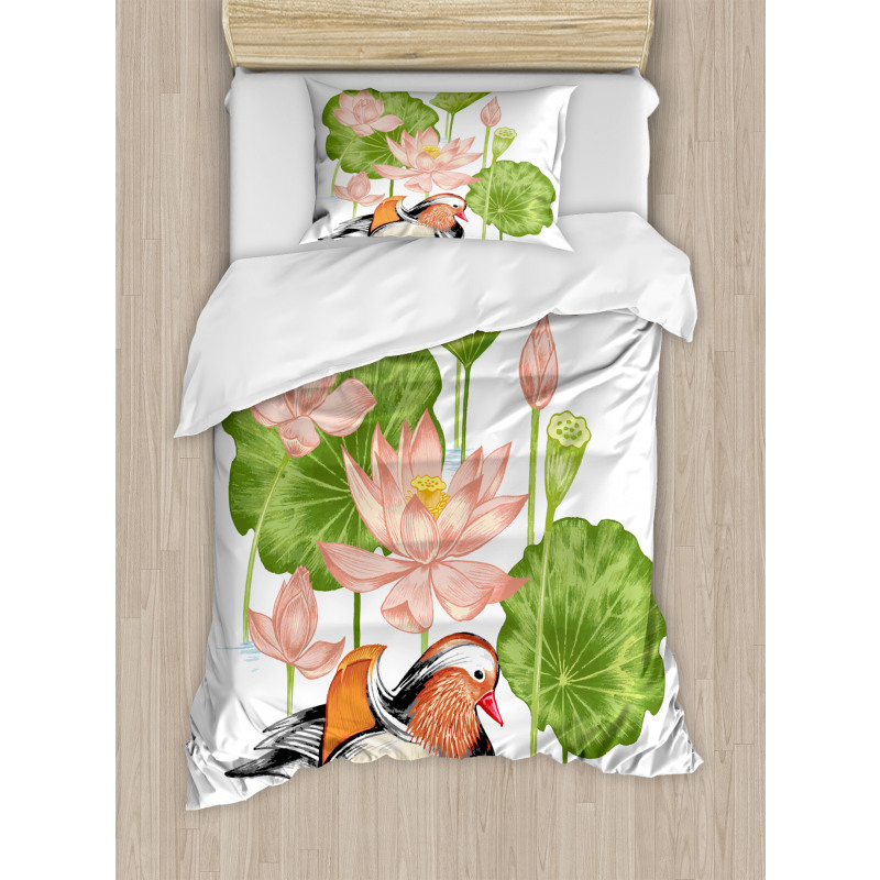 Mandarin in Pond Duvet Cover Set