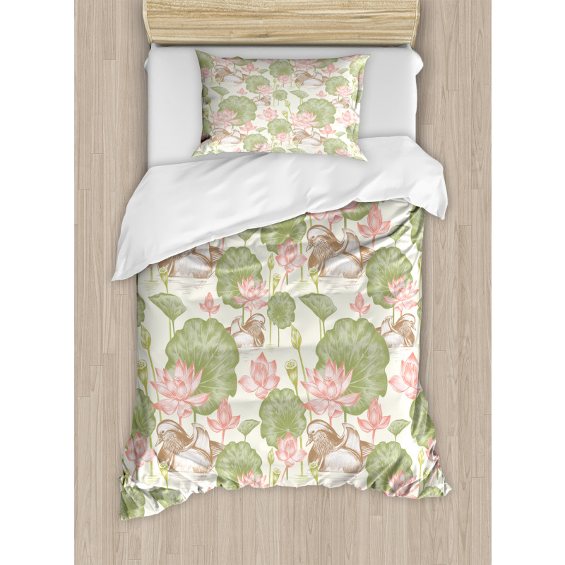 Lotus Flower Pond Lily Duvet Cover Set