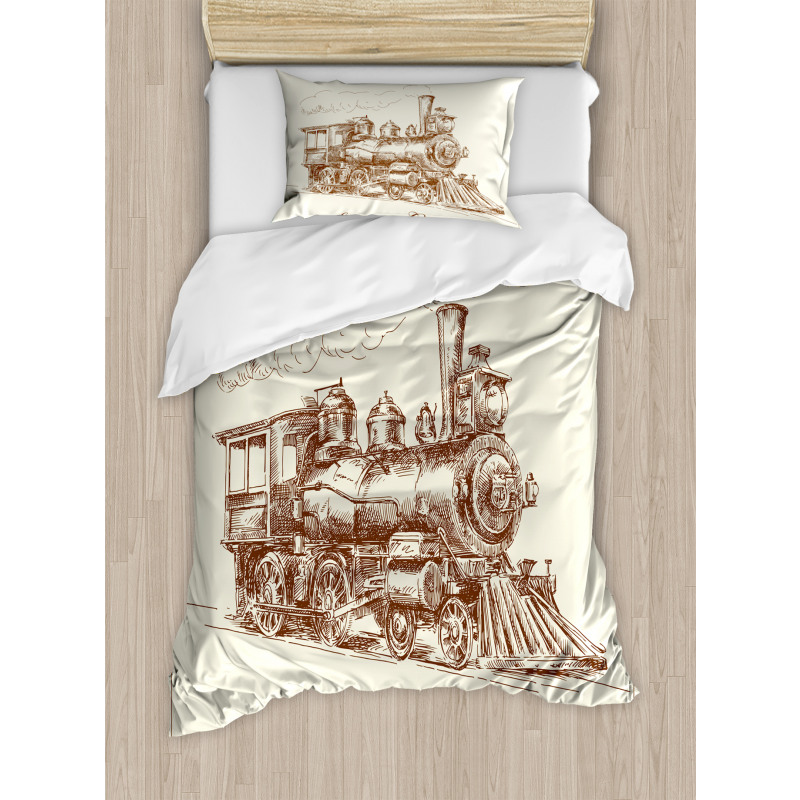 Old Vintage Train Duvet Cover Set