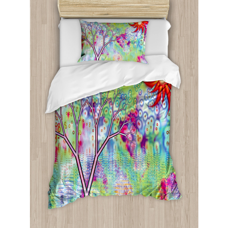 Abstract Lake Tree Duvet Cover Set