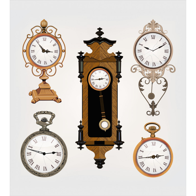 Antique Clocks Pattern Duvet Cover Set