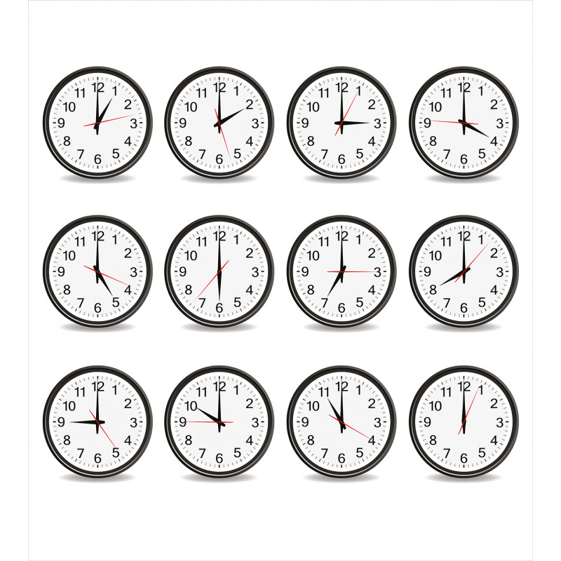 Clocks and Black Numbers Duvet Cover Set