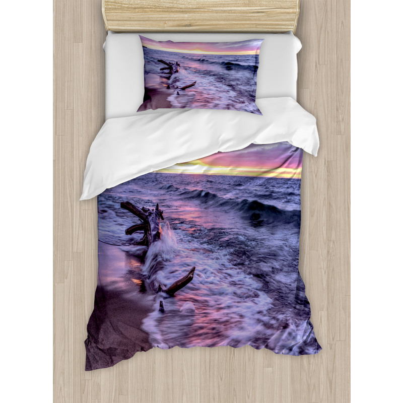 Wavy Sea Couldy Sunset Duvet Cover Set