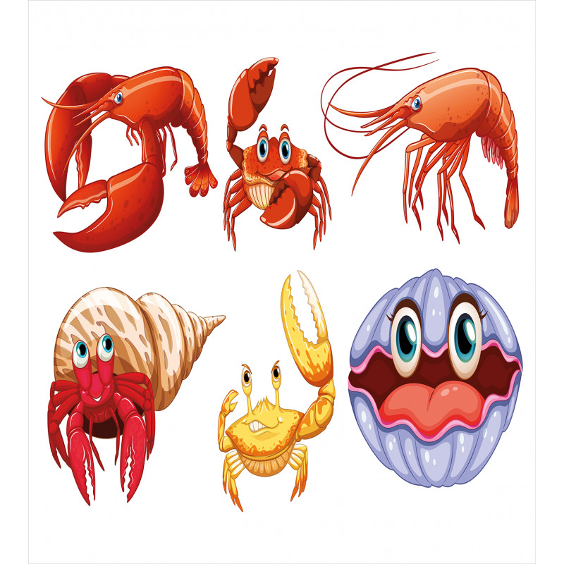 Crab Hermit Crab Lobster Duvet Cover Set