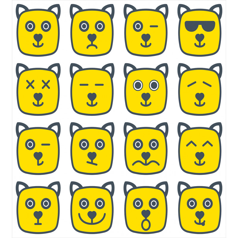 Cat Dog Smiley Expression Duvet Cover Set