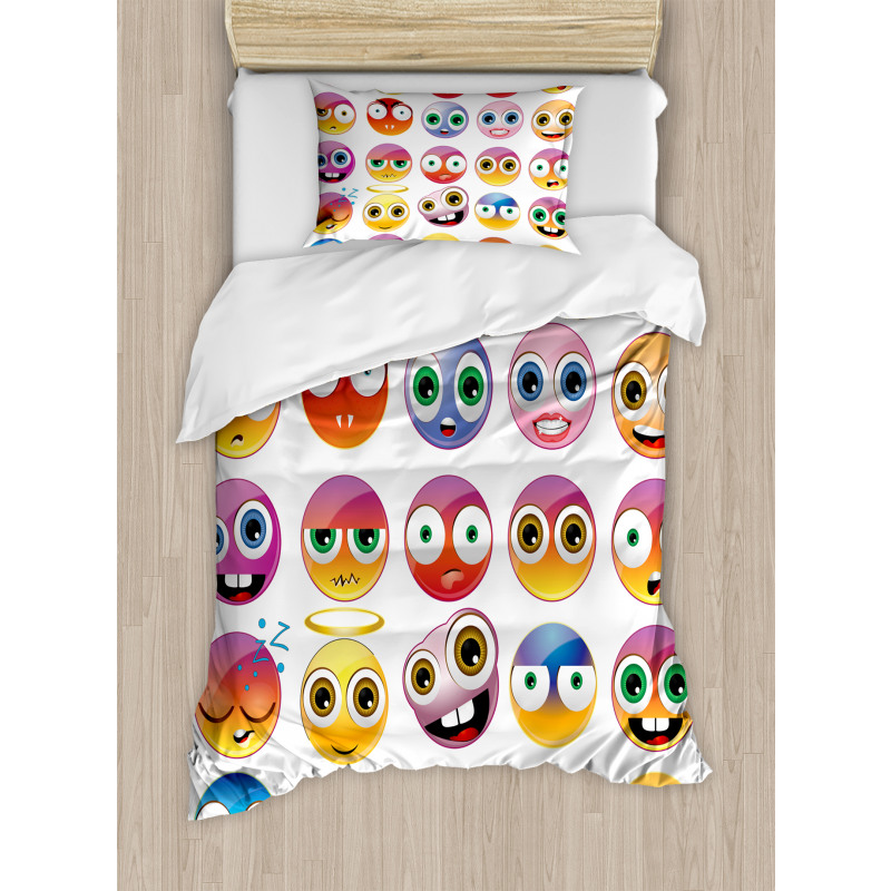 Rainbow Colored Smileys Duvet Cover Set