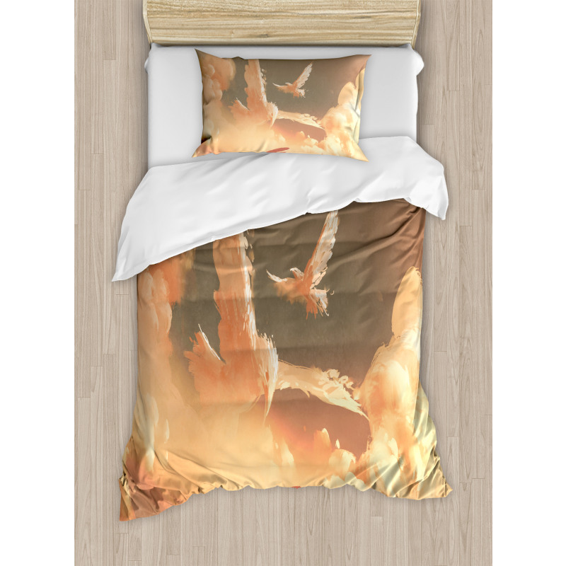 Plane in Sunset Cloud Duvet Cover Set