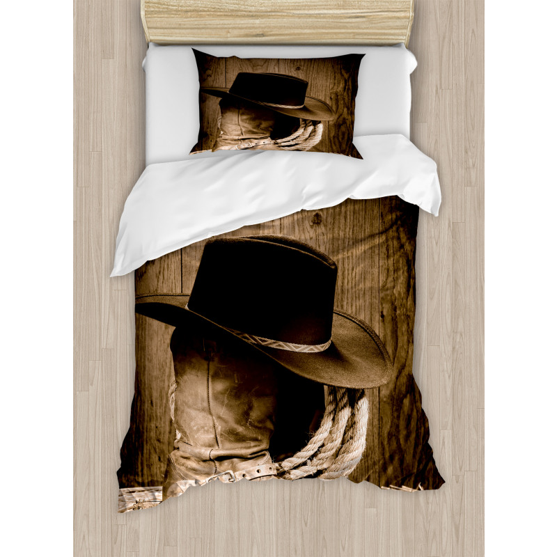 Wild Cowboy Hat Wooden Duvet Cover Set