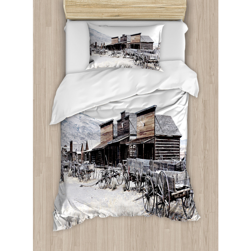 Old Wooden 20s Town Duvet Cover Set