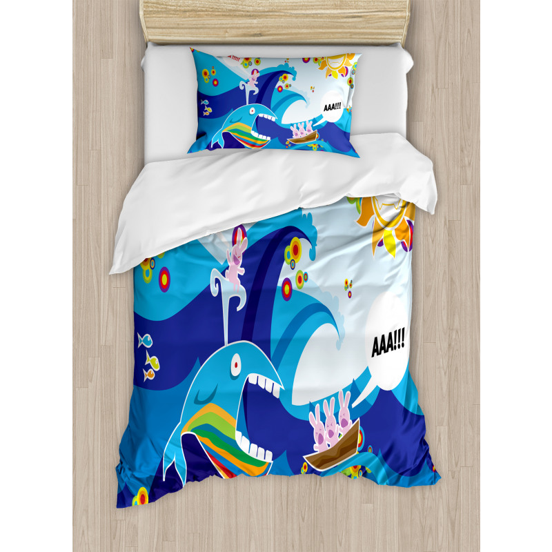 Whale Fish Rabbit Sun Duvet Cover Set