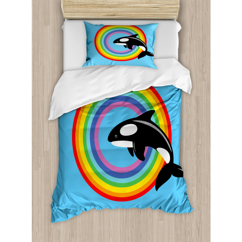 Rainbow Round and Whale Duvet Cover Set