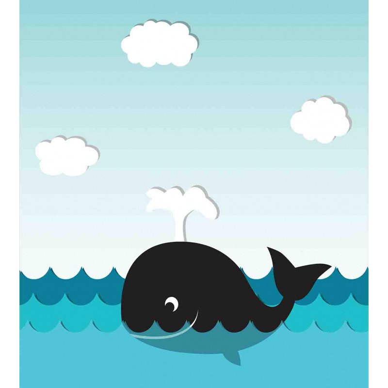 Whale in Wavy Ocean Duvet Cover Set