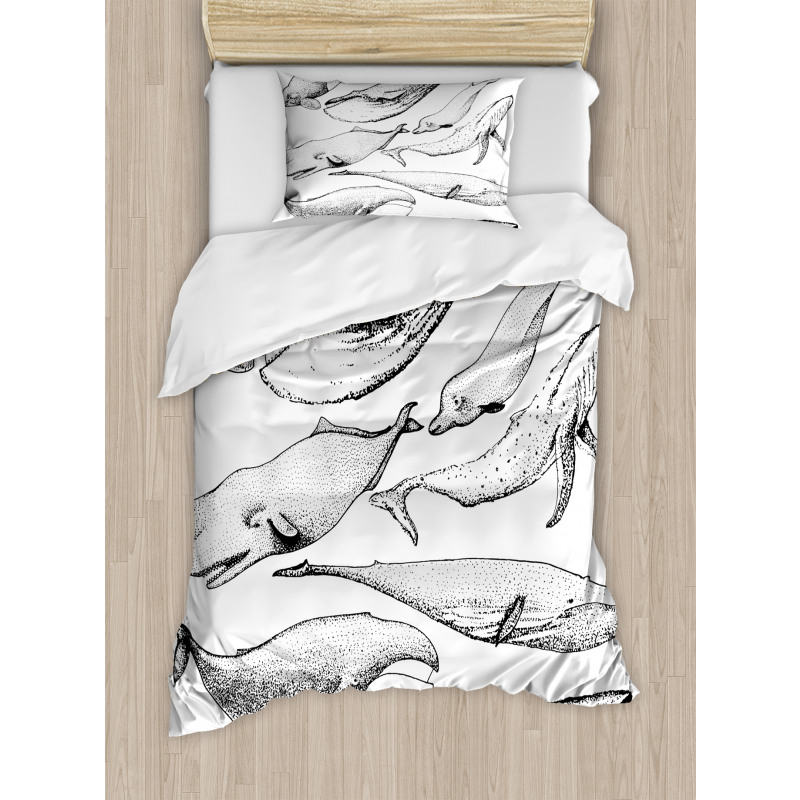 Hand Drawn Single Whale Duvet Cover Set