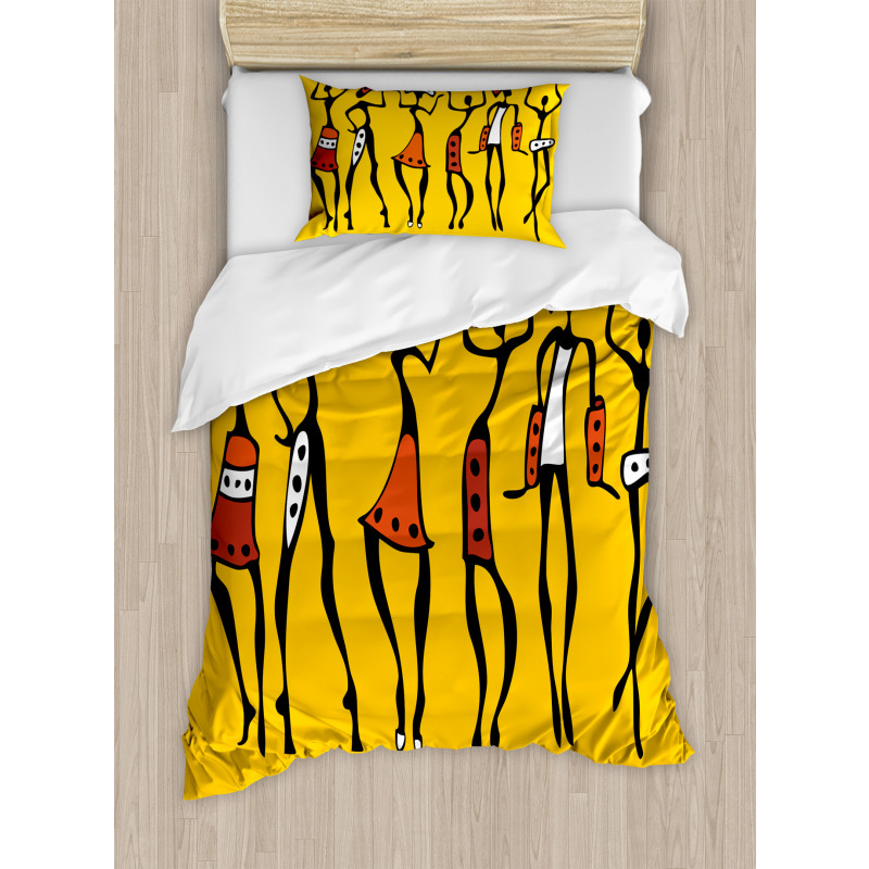 Sketchy Graphical Dancer Duvet Cover Set