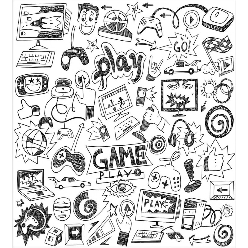 Sketch Style Gaming Duvet Cover Set