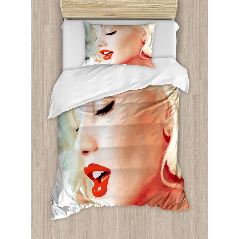 Blonde Girl Woman Figure Duvet Cover Set