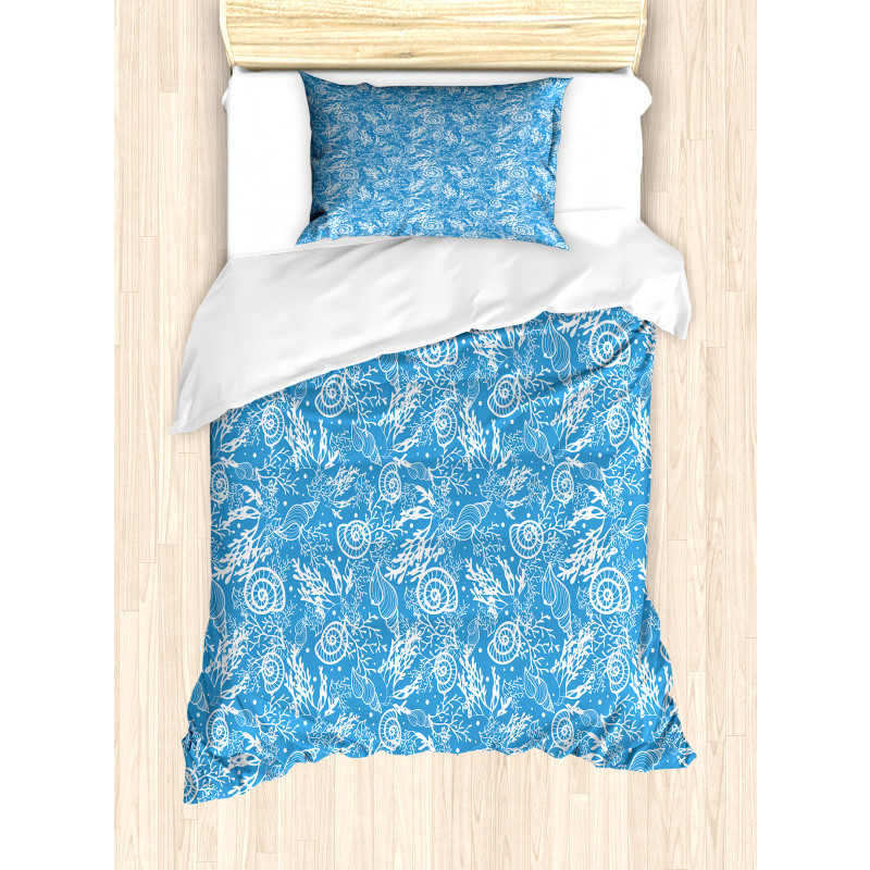 Monochrome Shells Corals Duvet Cover Set